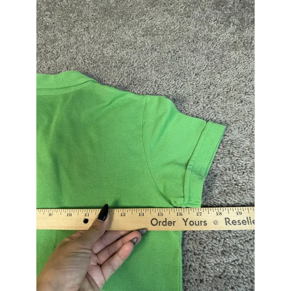 Ralph Lauren Polo Shirt Girls M Green Short Sleeve Collared Slim Stretch